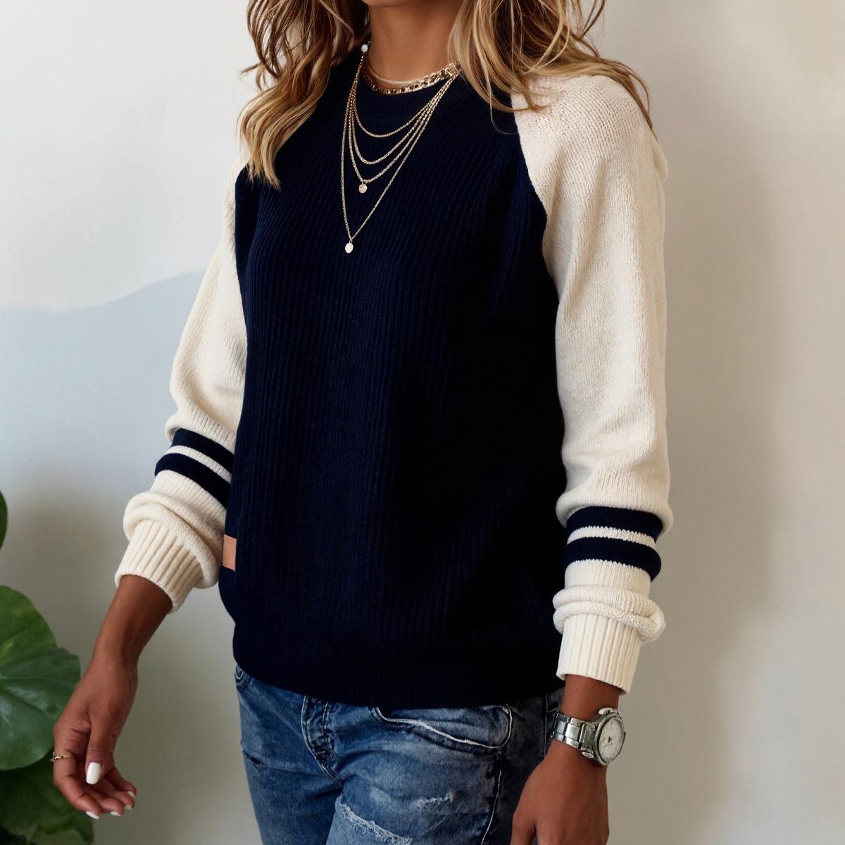 Comfy Striped Round Neck Sweater | Last day 80% off!