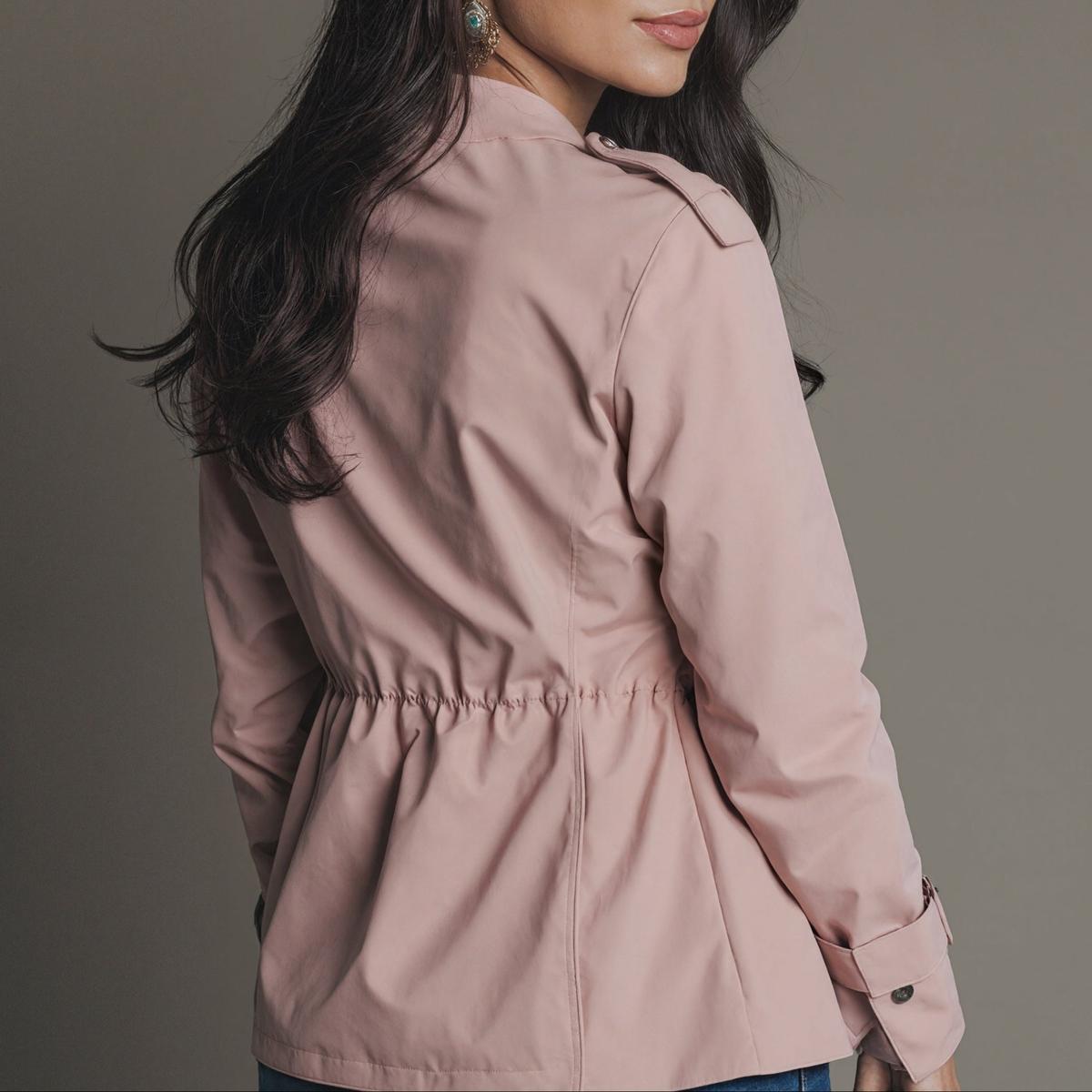 Stylish Pink Plain Long Sleeve Outerwear | Last day 80% off!