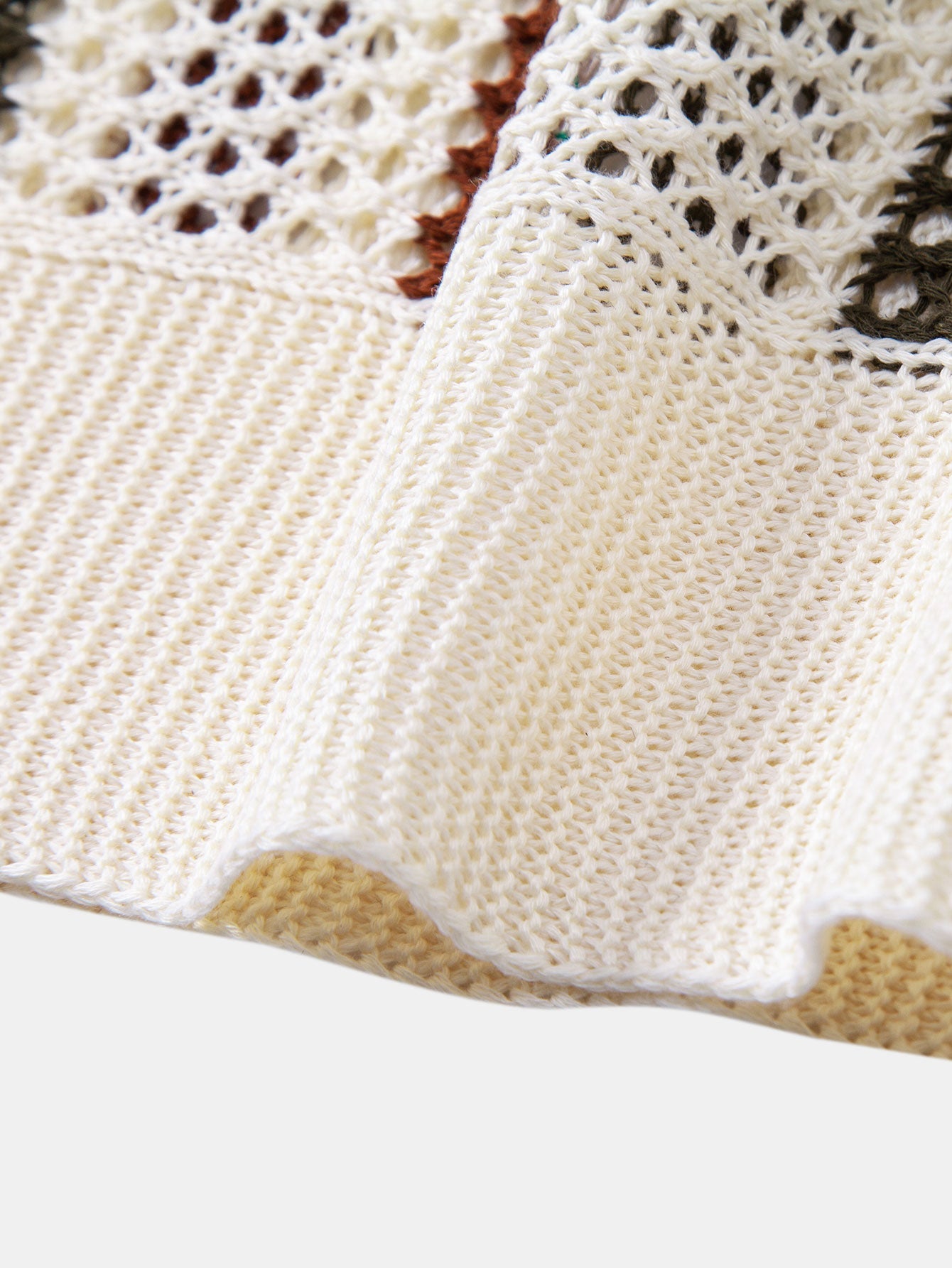 Striped Crocheted V-Neck Polo & Linen Straight Leg Pants | Last day 80% off!