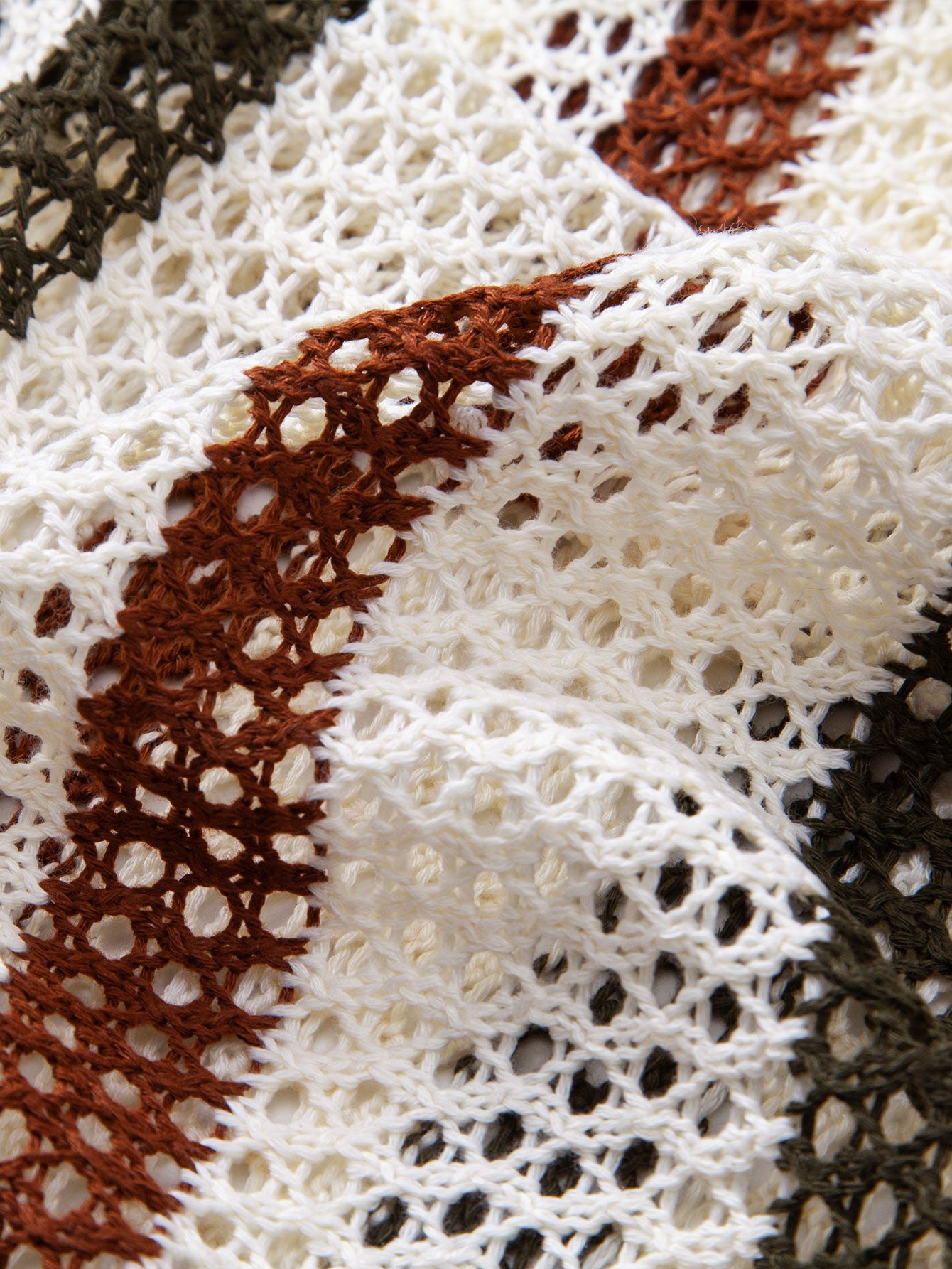 Striped Crocheted V-Neck Polo & Linen Straight Leg Pants | Last day 80% off!