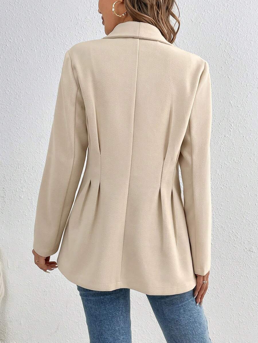 Apricot Plain Long Sleeve Lapel Blazer | Last day 80% off!
