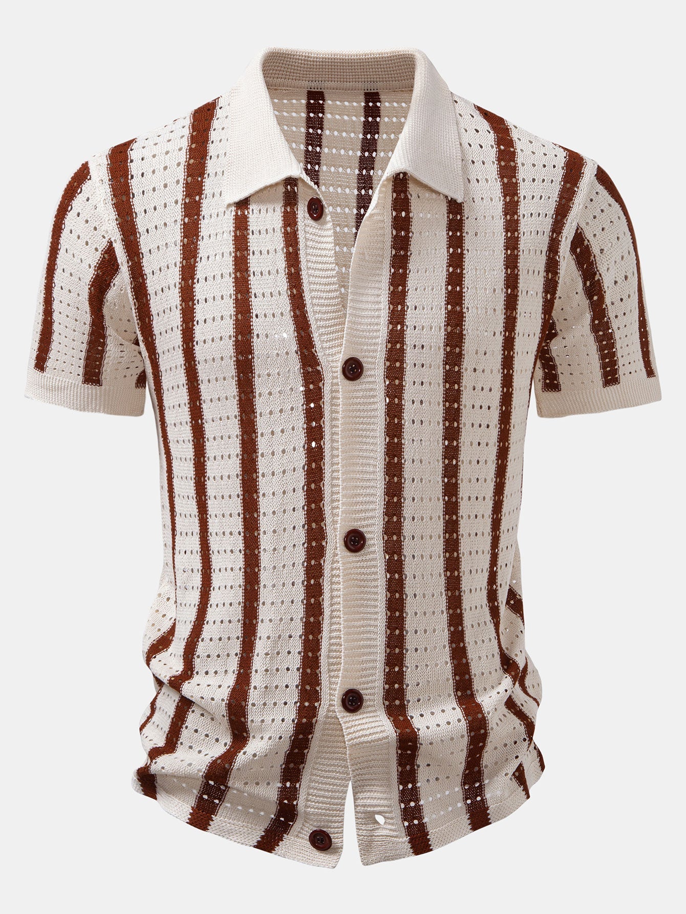 Striped eyelet knitted shirt | Last day 80% off!
