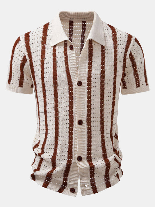 Striped eyelet knitted shirt | Last day 80% off!