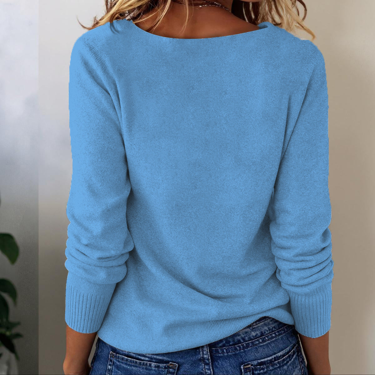 Grey Long Sleeve Plain Sweater | Last day 80% off!
