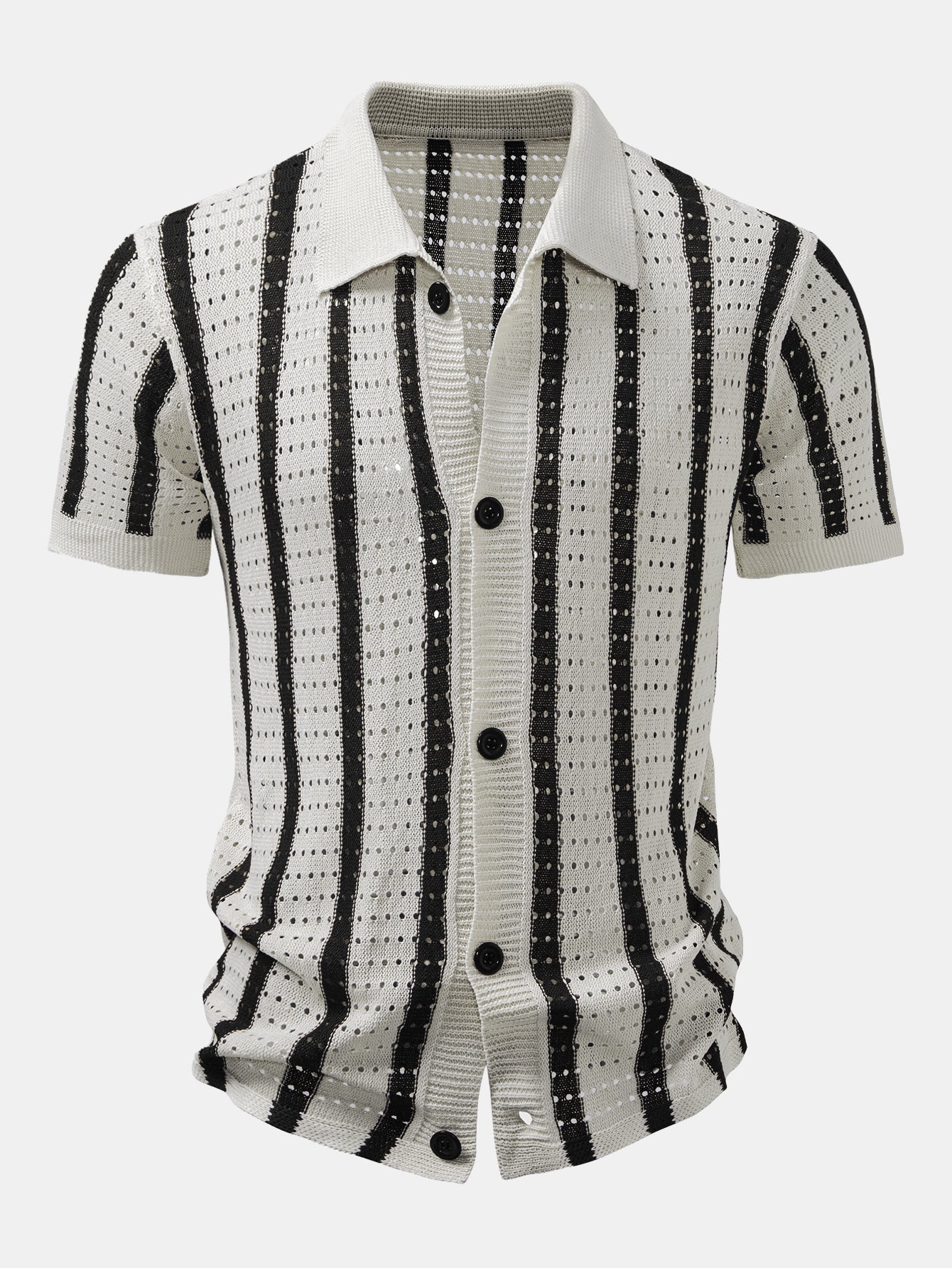 Striped eyelet knitted shirt | Last day 80% off!