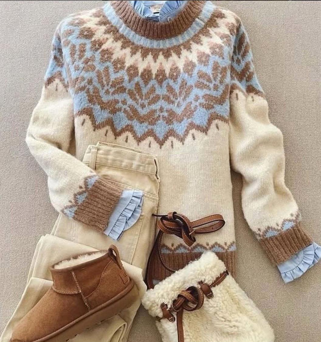 Trendy Blue Round Neck | Last day 80% off!