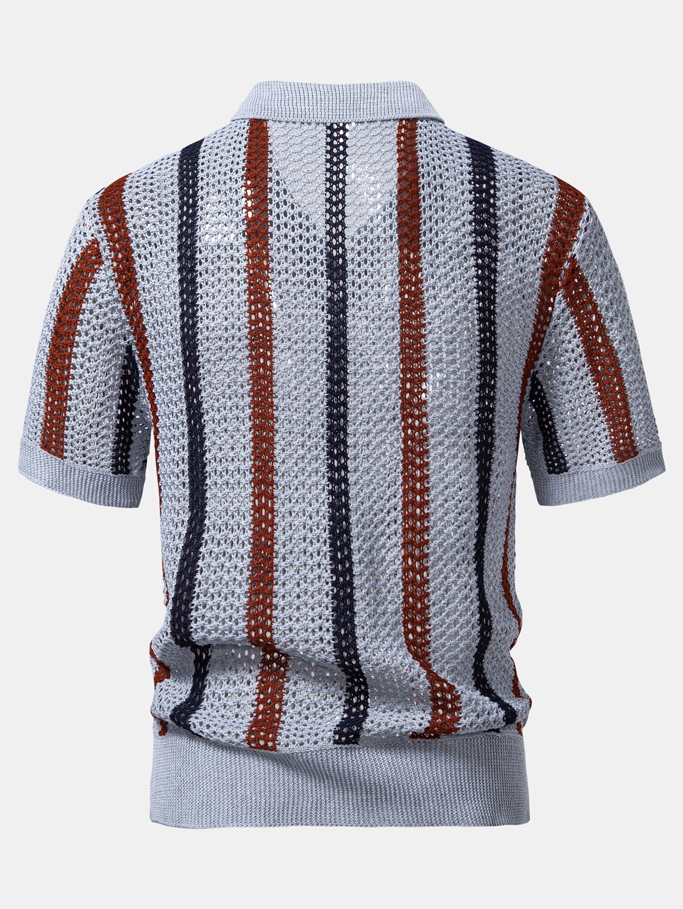 Striped Crocheted V-Neck Polo & Linen Straight Leg Pants | Last day 80% off!