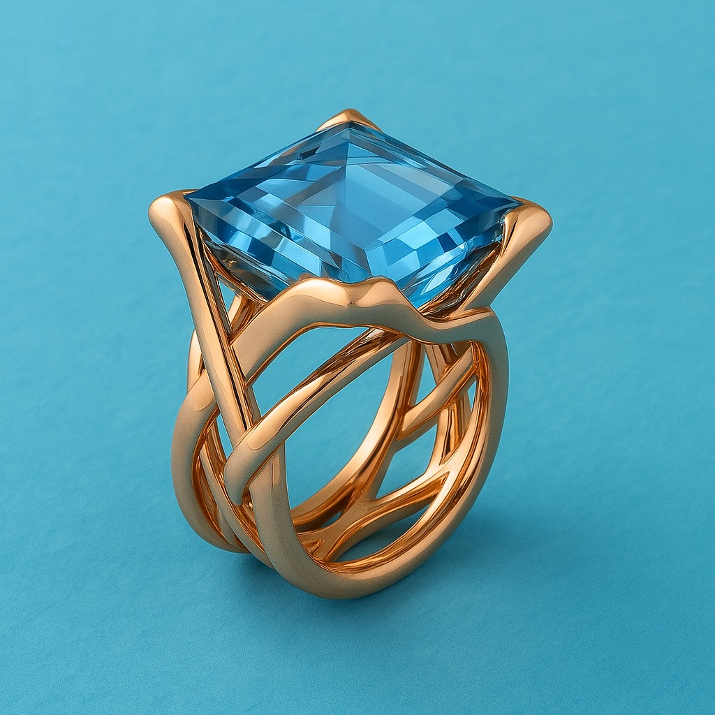 Vintage Rose Gold Blue Zirconia Ring | Last day 80% off!