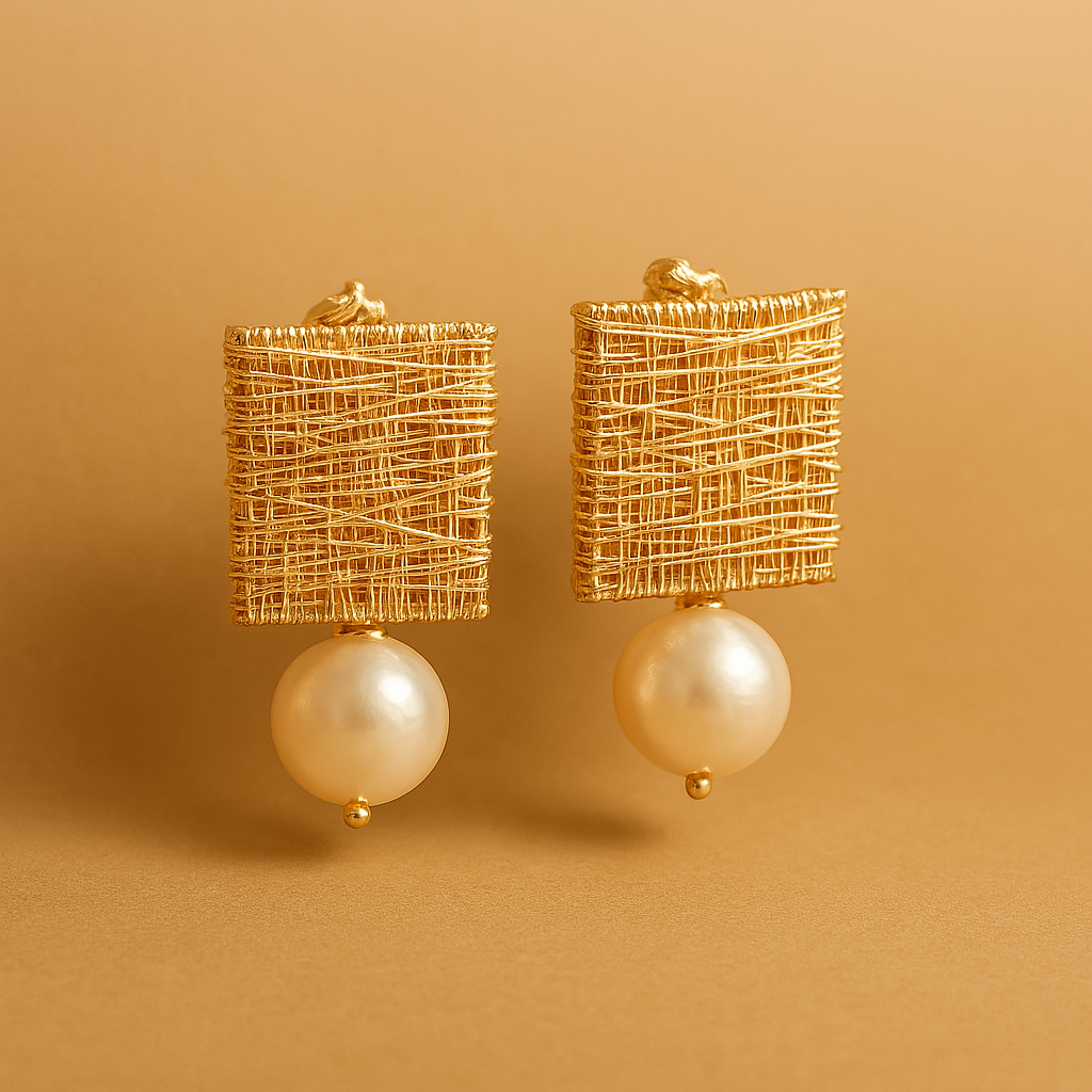 Vintage Golden Threads with Pearls Earrings | Last day 80% off!