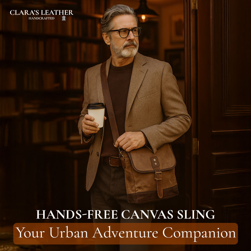 William - Small Canvas Leather Sling Bag | Last day 80% off!