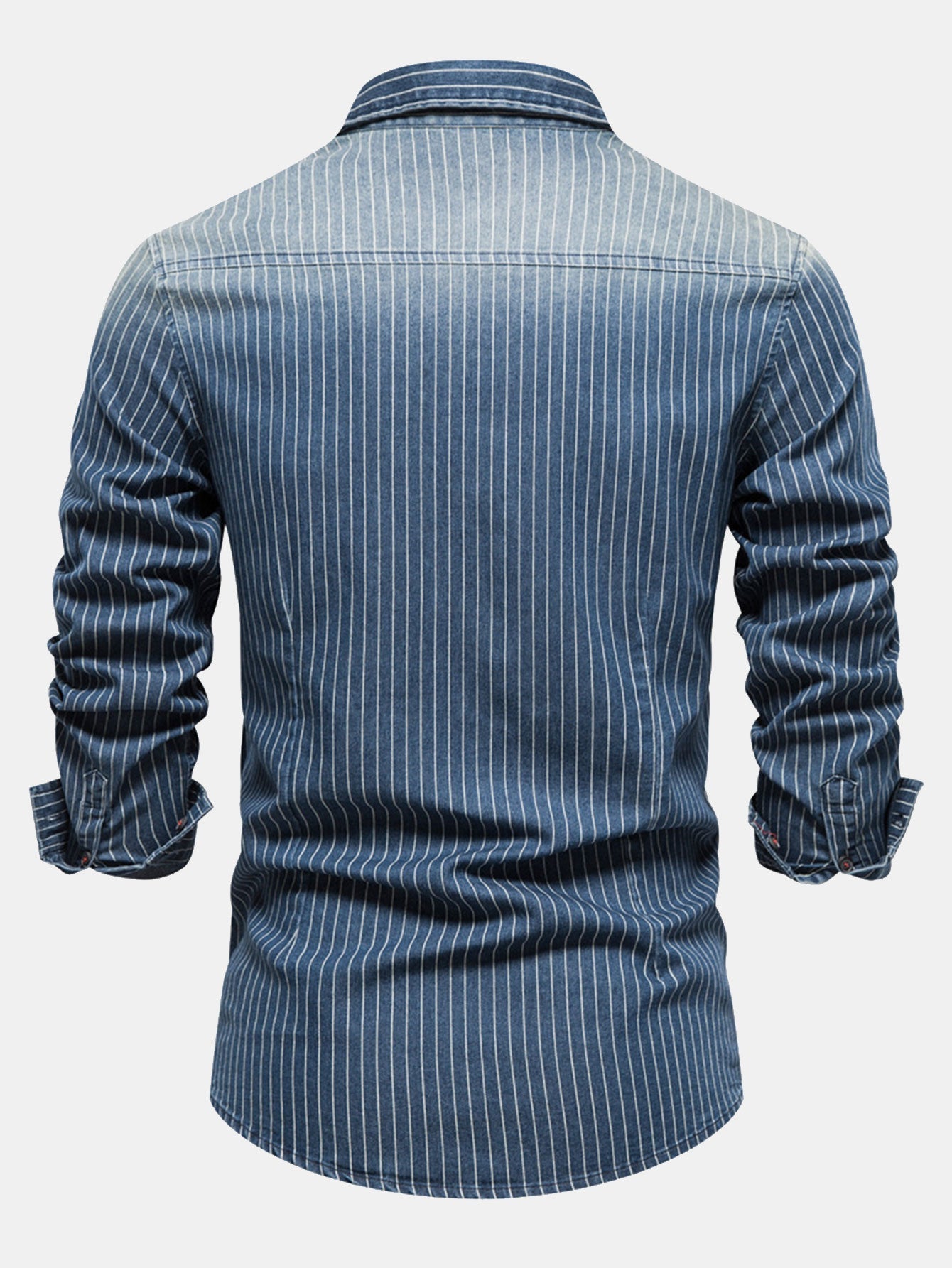 Striped washed denim shirt with pockets | Last day 80% off!