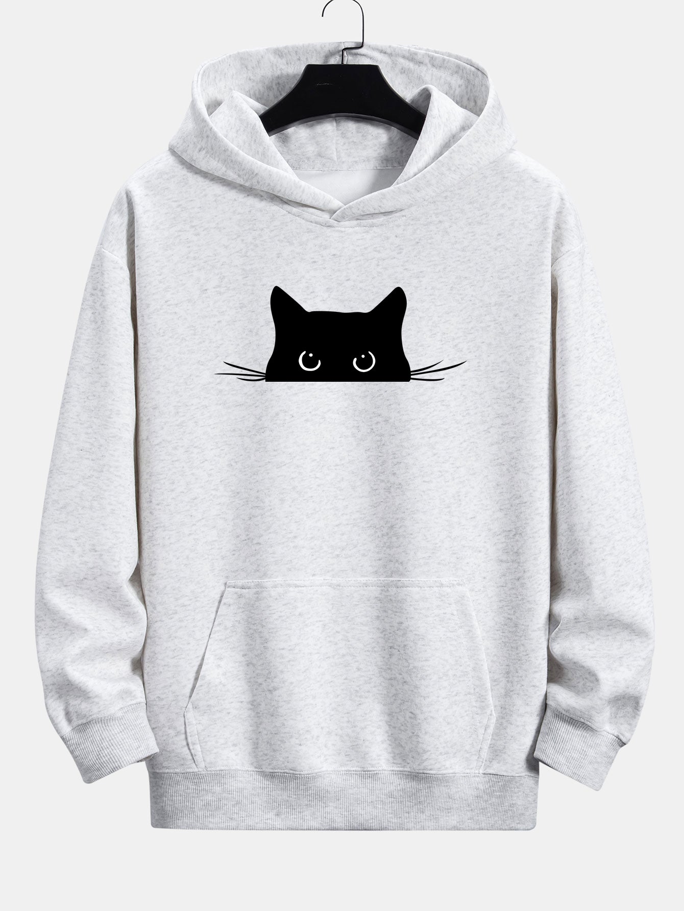 Black Cat Print Relaxed Fit Hoodie | Last day 80% off!