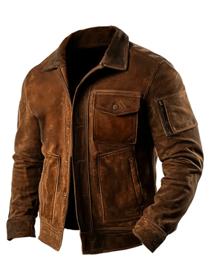 Men's Vintage Suede Pocket Outdoor Jacket Last day 80% off!