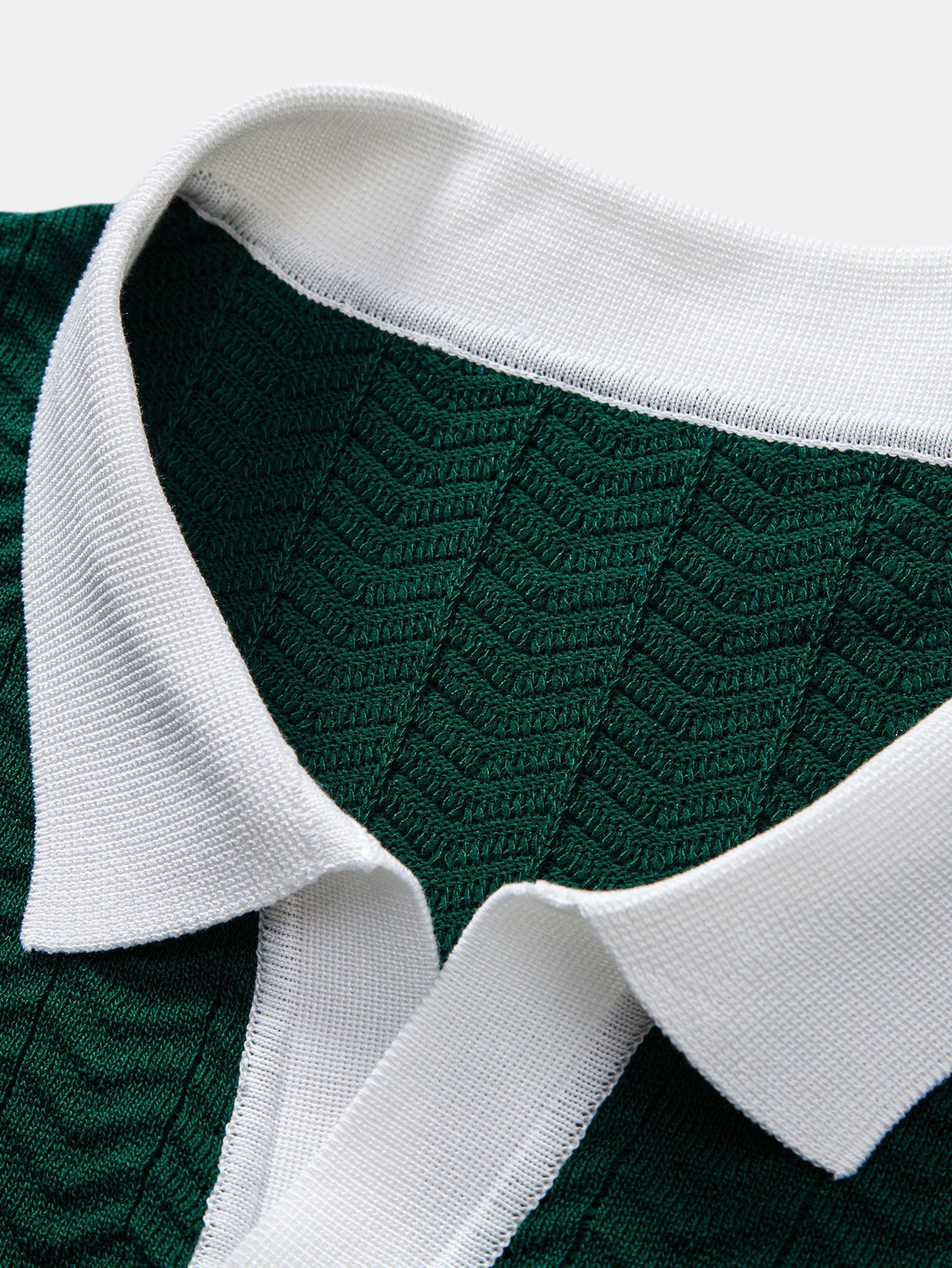 Texture Contrast Knitted V-Neck Polo Shirt & Slim Fit Tapered Trousers | Last day 80% off!