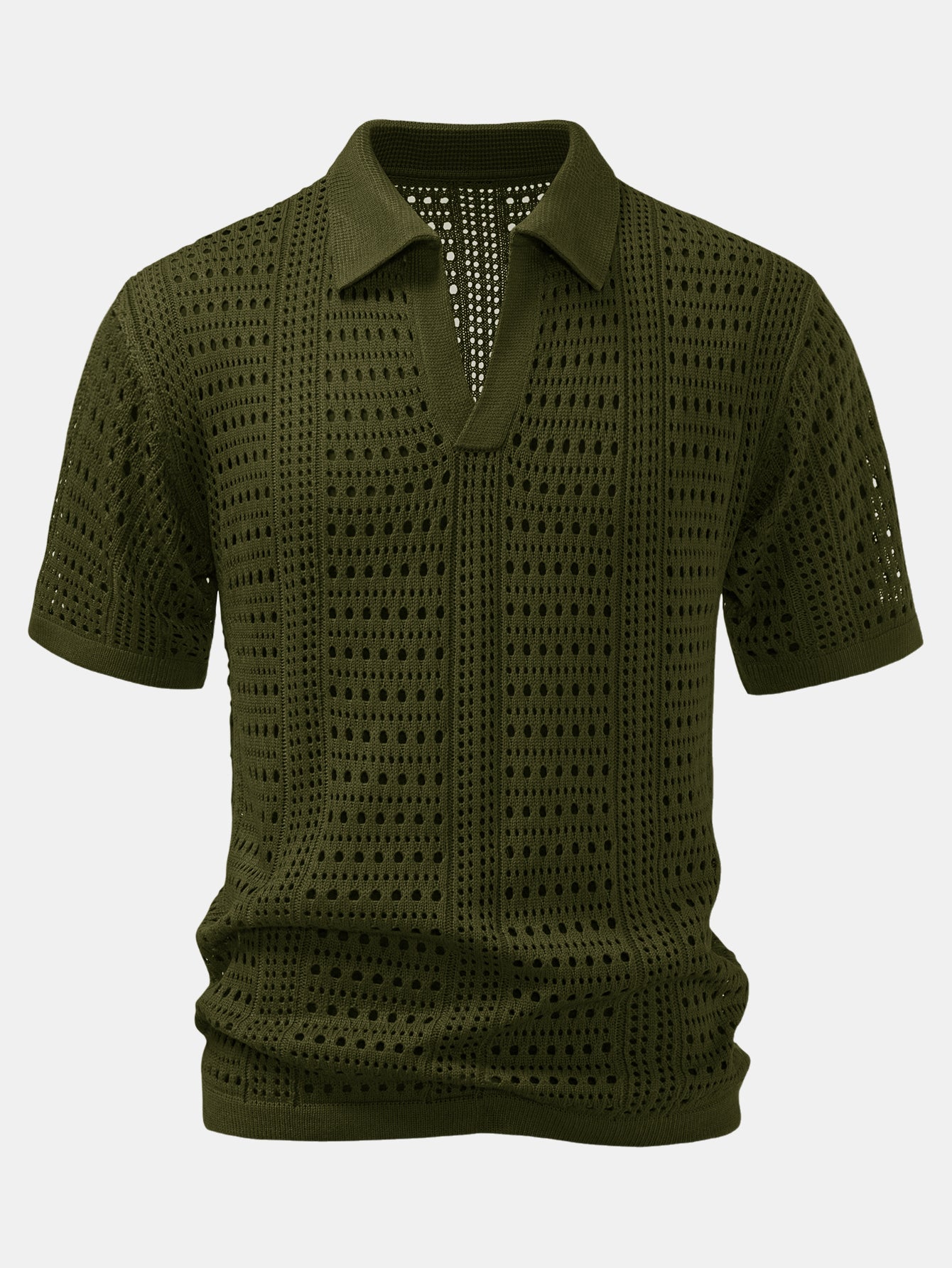 Crocheted V-Neck Polo Shirt & Linen Straight Leg Pants | Last day 80% off!