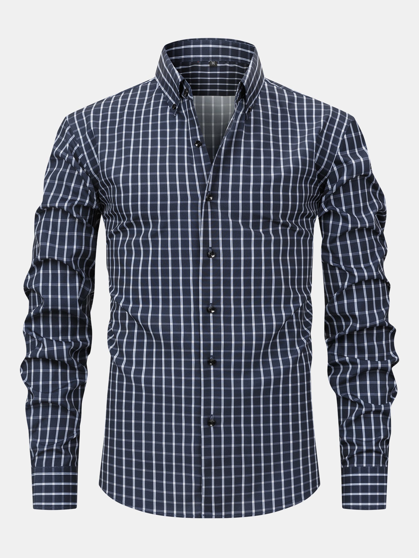 Button-down long-sleeve checked shirt | Last day 80% off!