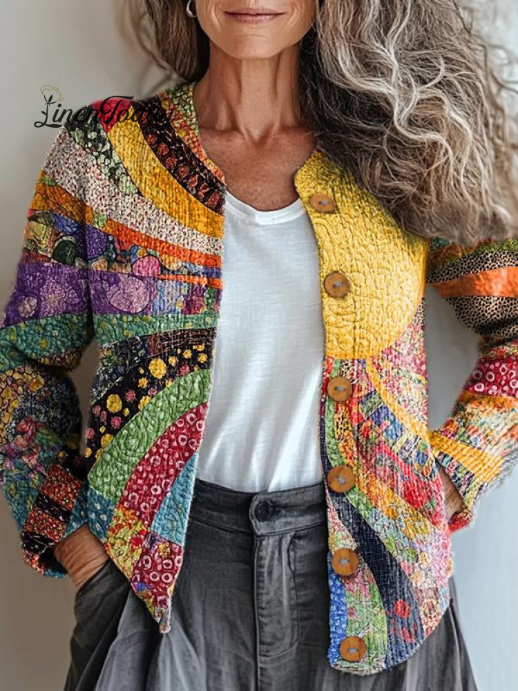 Colorful Warm Sunshine & Sea of Flowers Print Buttoned Cardigan Sweater | Last day 80% off!