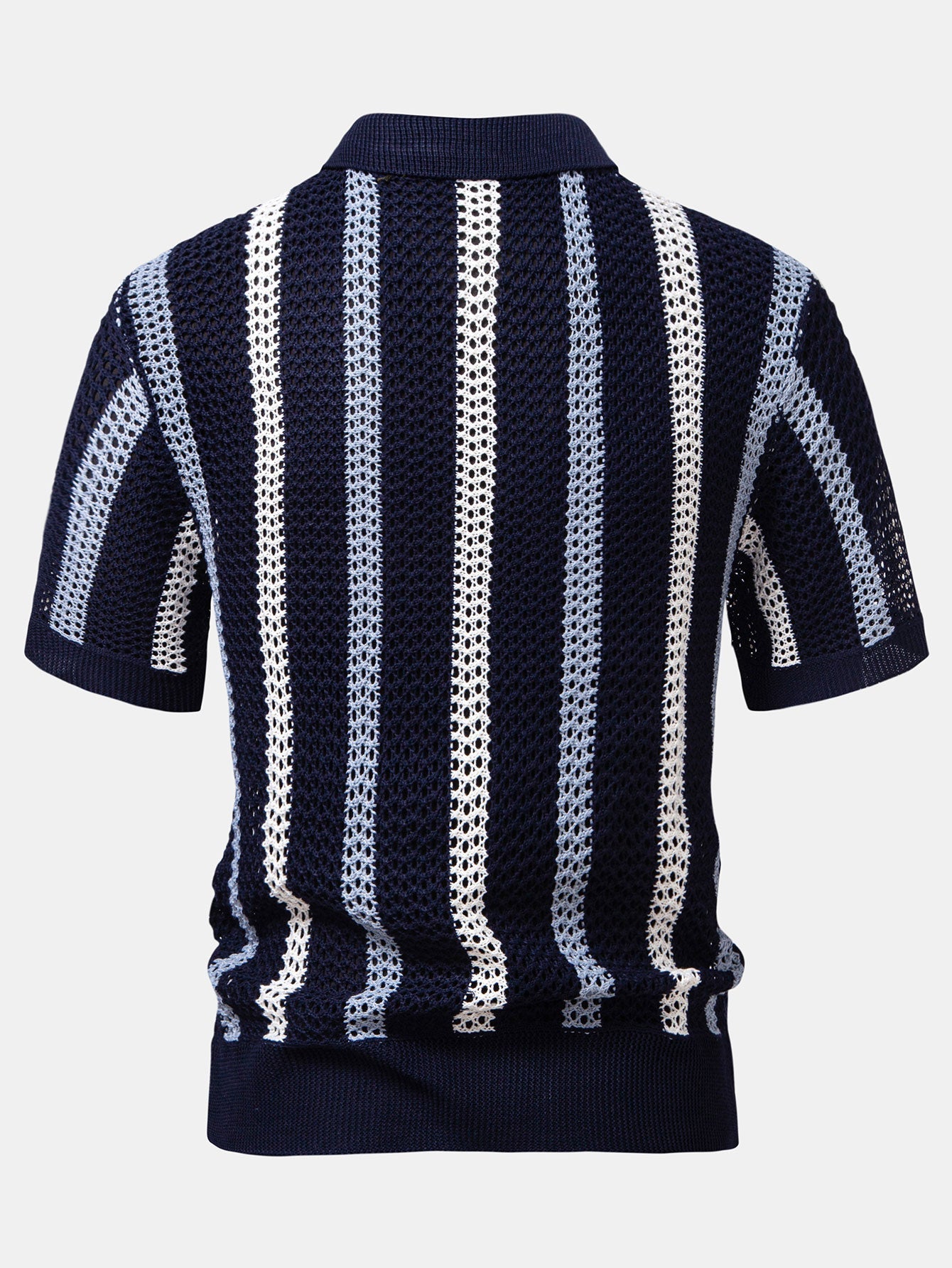 Striped Crocheted V-Neck Polo & Linen Straight Leg Pants | Last day 80% off!