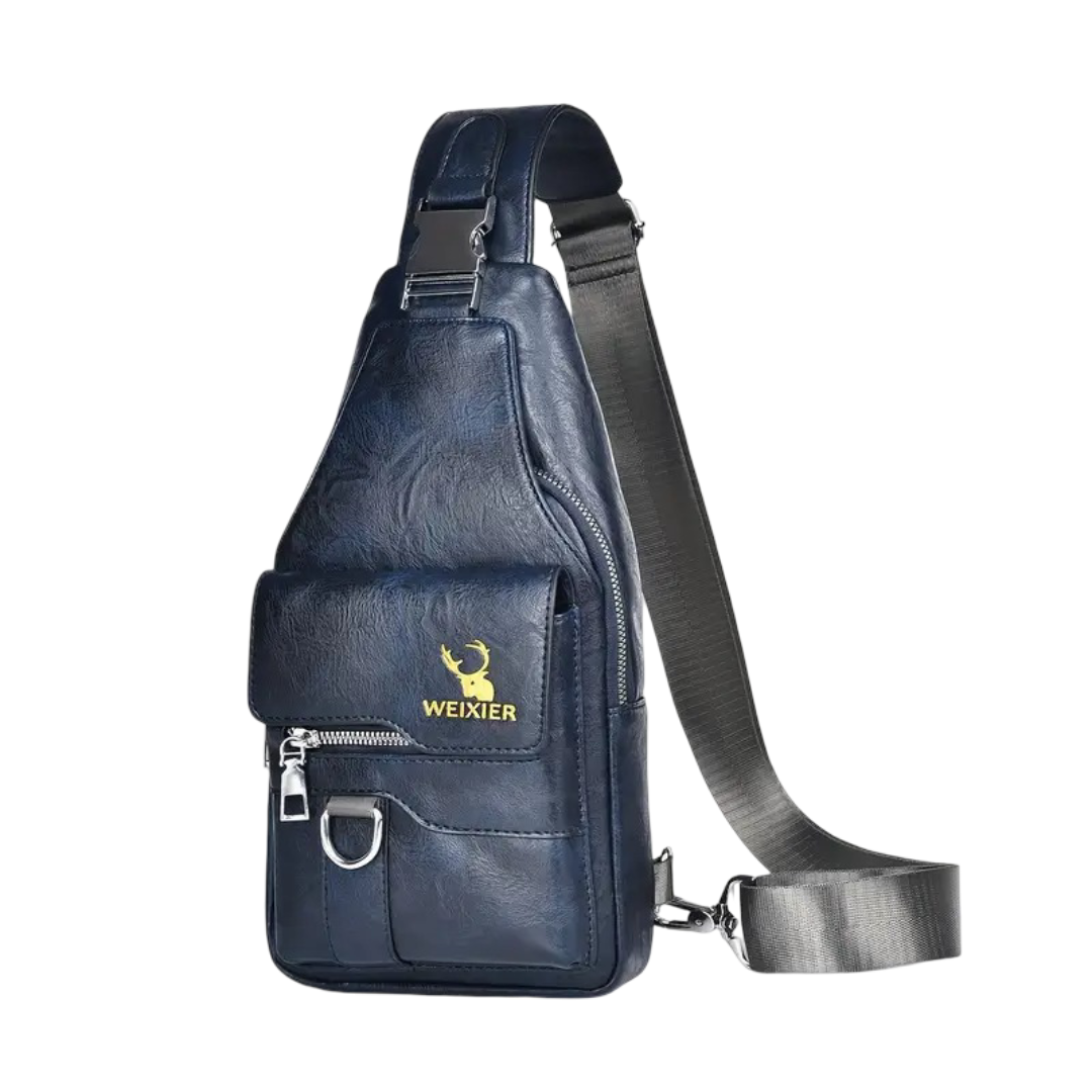 Thomas - Vertical Leather Sling Bag with Secure Flap & Zips | Last day 80% off!