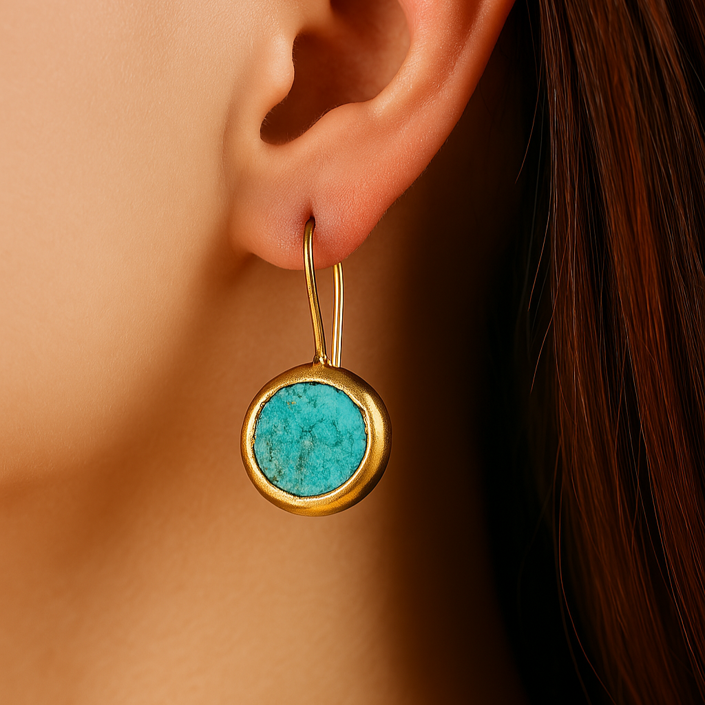 Gold Earrings with Turquoise Stone | Last day 80% off!