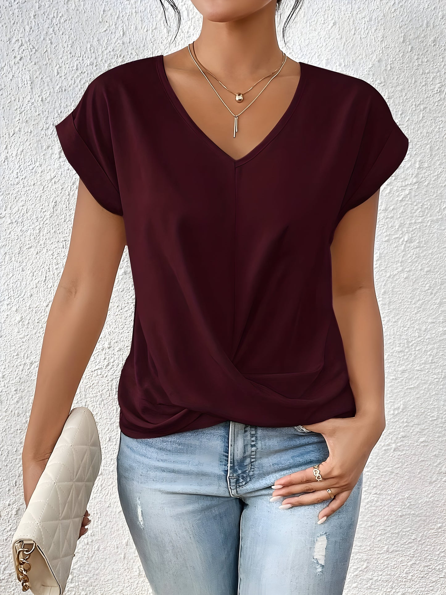 Ana | Elegant Casual Blouse With V-Neck | Last day 80% off!