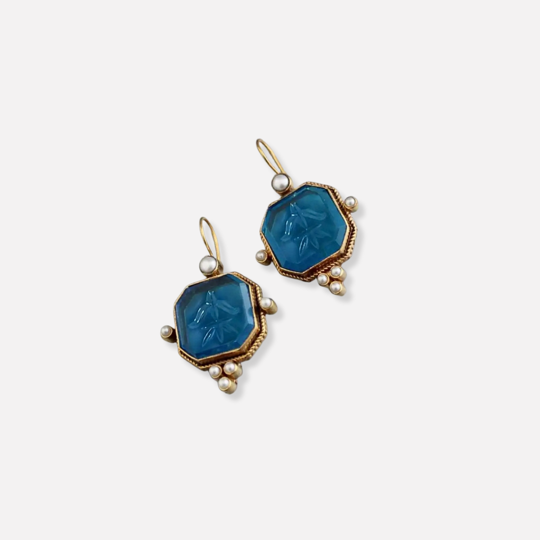 Maeble Vintage earrings with green stone and pearl | Last day 80% discount!
