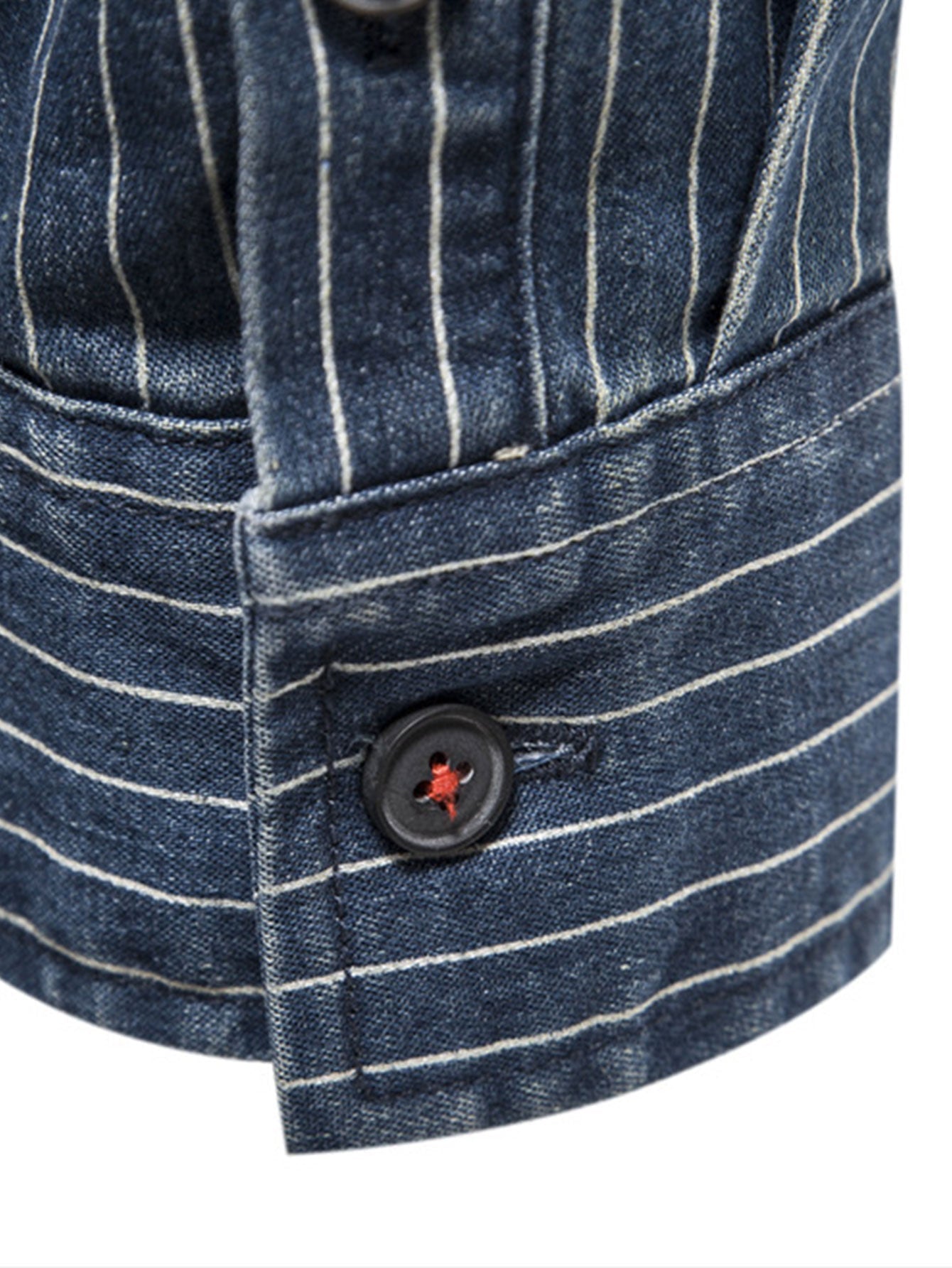 Striped washed denim shirt with pockets | Last day 80% off!