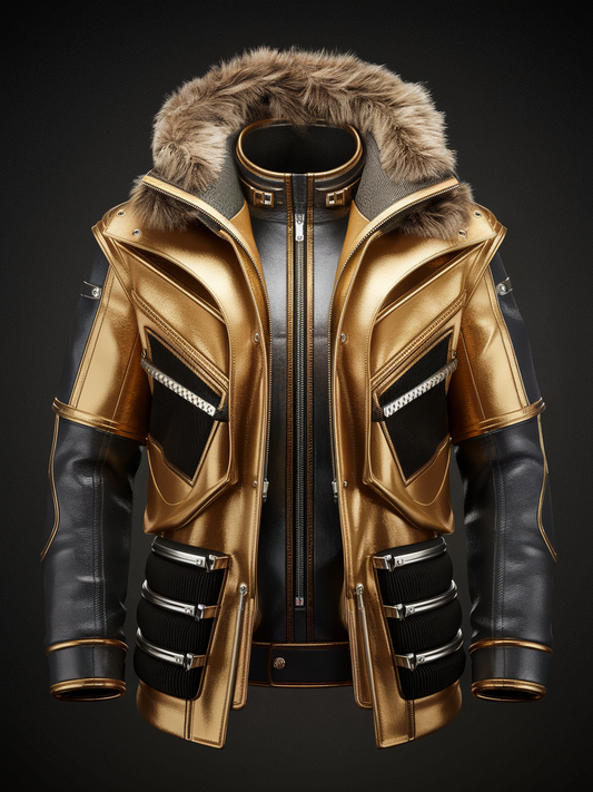 Stylish Fur Collar Leather Coat ea7d | Last day 80% off!