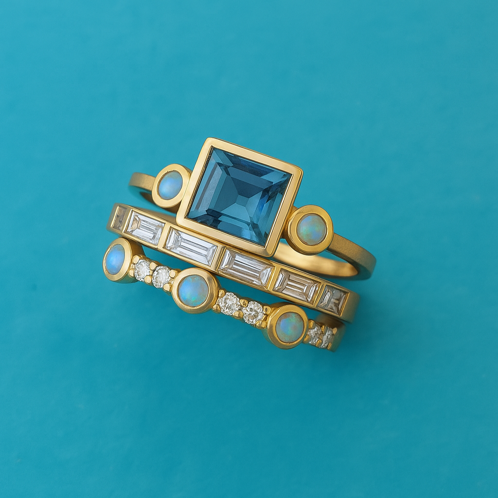 Vintage Blue Crystal Ring Set | Last day 80% off!