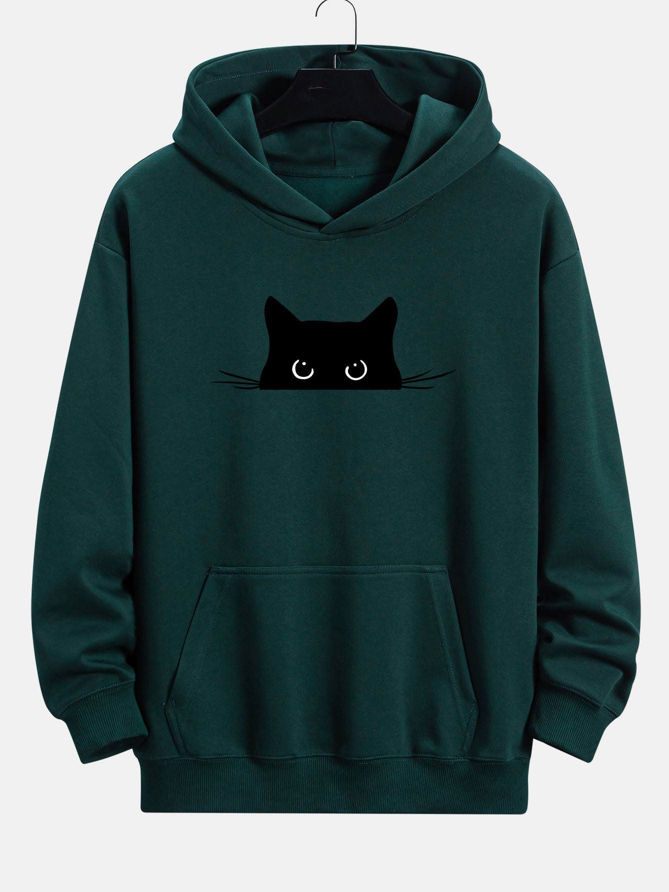 Black Cat Print Relaxed Fit Hoodie | Last day 80% off!