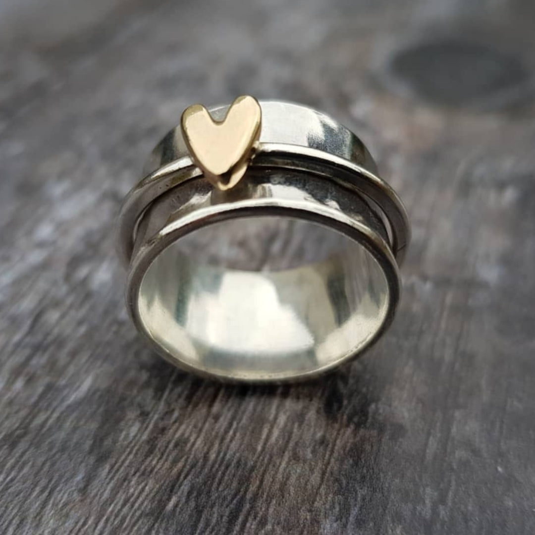Golden Heart Silver Ring | Last day 80% off!