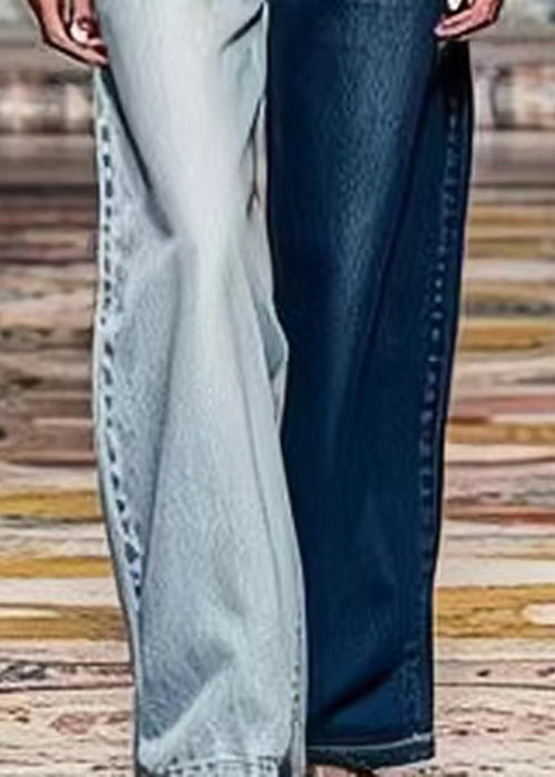 Chic Colorblock Asymmetrical Pockets High Waist Denim Crop Pants Summer | Last day 80% off!