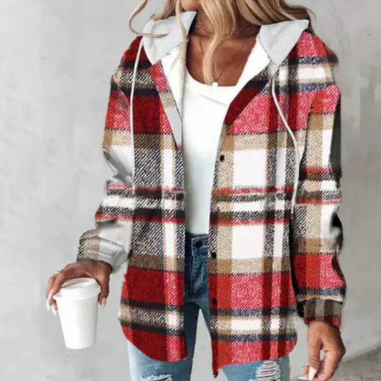Vicky Women's Winter Plaid Hooded Button Cardigan Jacket | Last day 80% off!