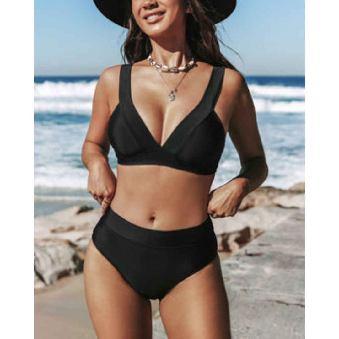 Hilde - Plain High Waist Swimsuit | Last day 80% off!