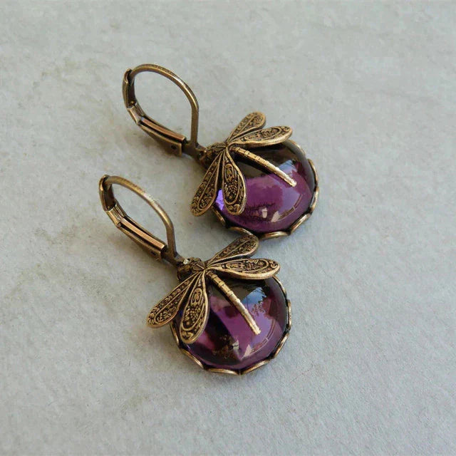 Dragonfly Earrings in Antique Gold | Last Day 80% Off!