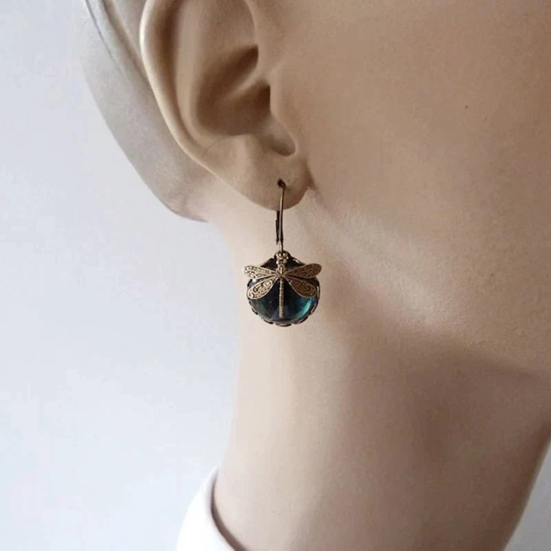 Dragonfly Earrings in Antique Gold | Last Day 80% Off!