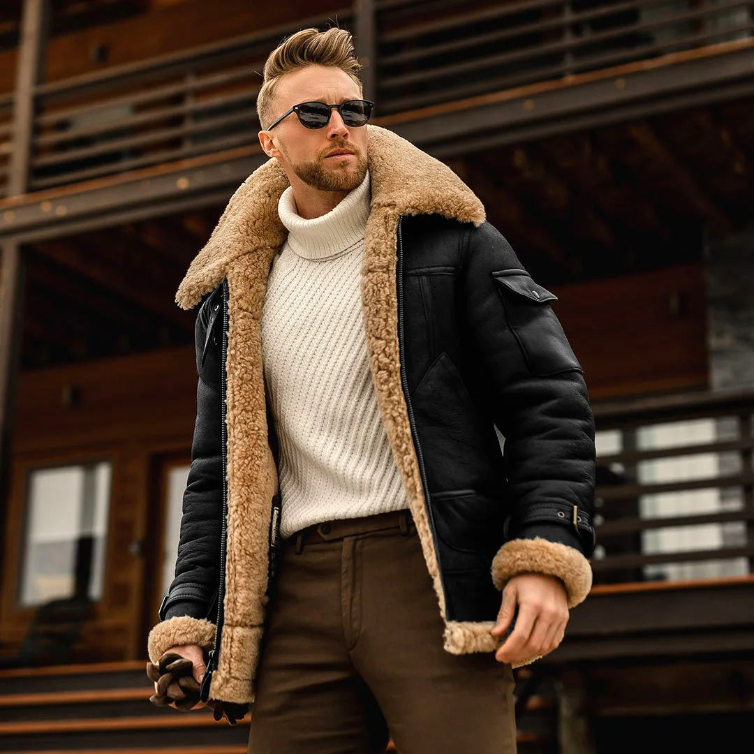 James™ - Vintage Style Leather Jacket with Fleece | Last day 80% off!