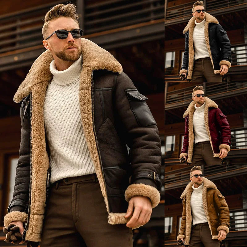 James™ - Vintage Style Leather Jacket with Fleece | Last day 80% off!