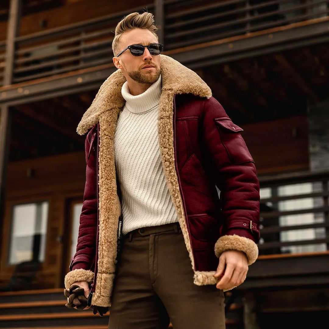 James™ - Vintage Style Leather Jacket with Fleece | Last day 80% off!