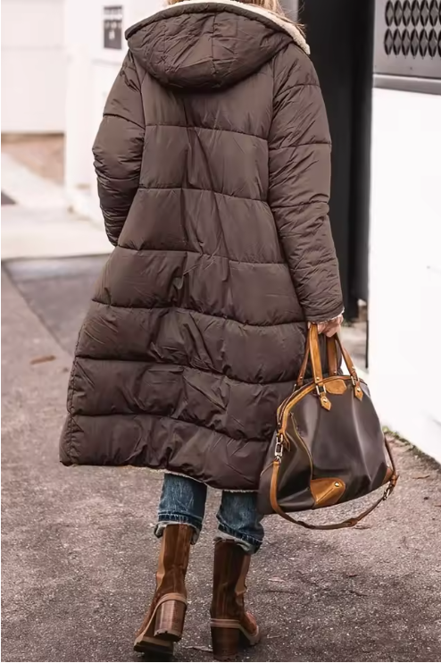 Women's Reversible Sherpa Fleece Hooded Puffer Coat Last day 80% off!