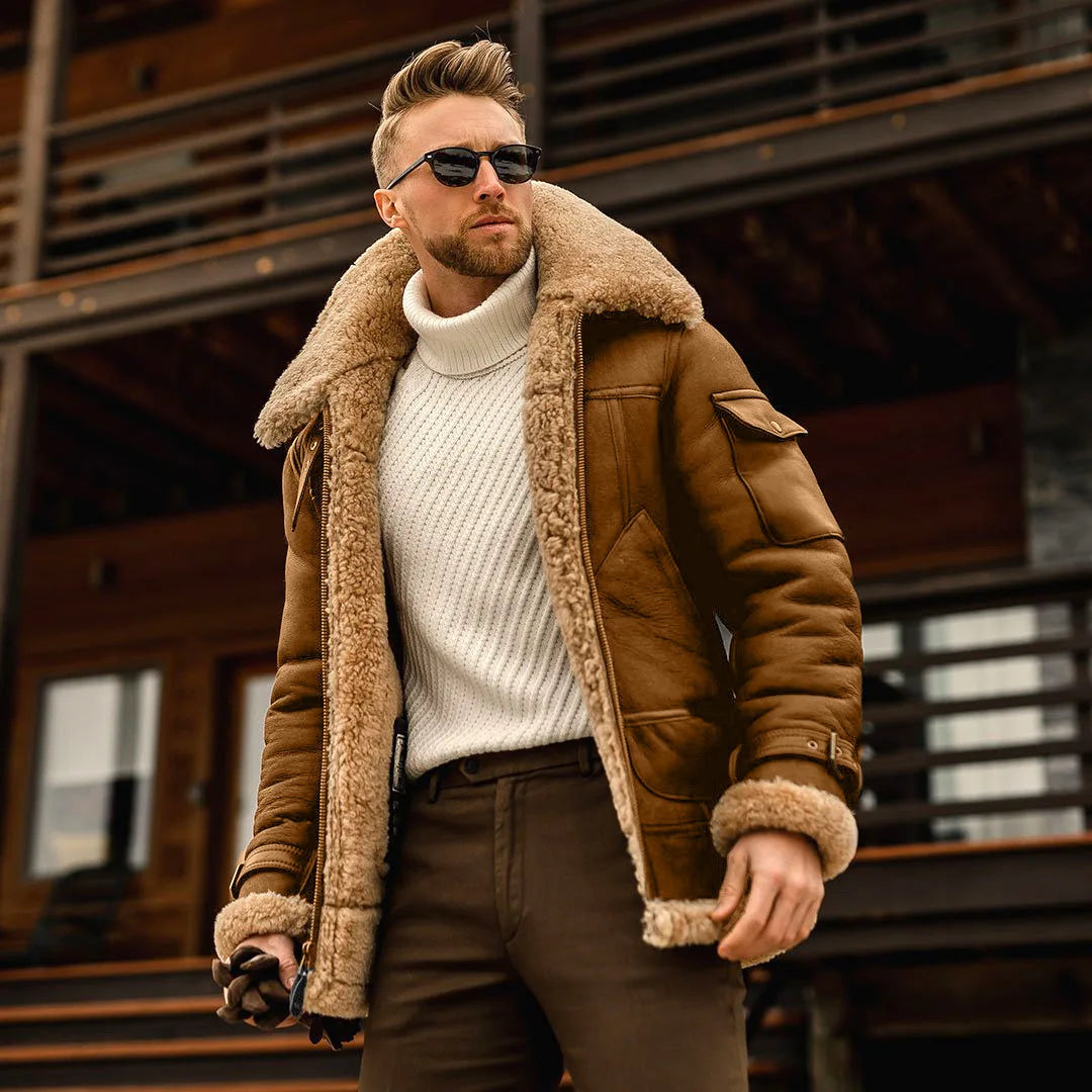 James™ - Vintage Style Leather Jacket with Fleece | Last day 80% off!