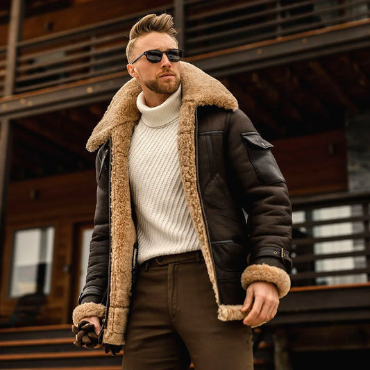 James™ - Vintage Style Leather Jacket with Fleece | Last day 80% off!