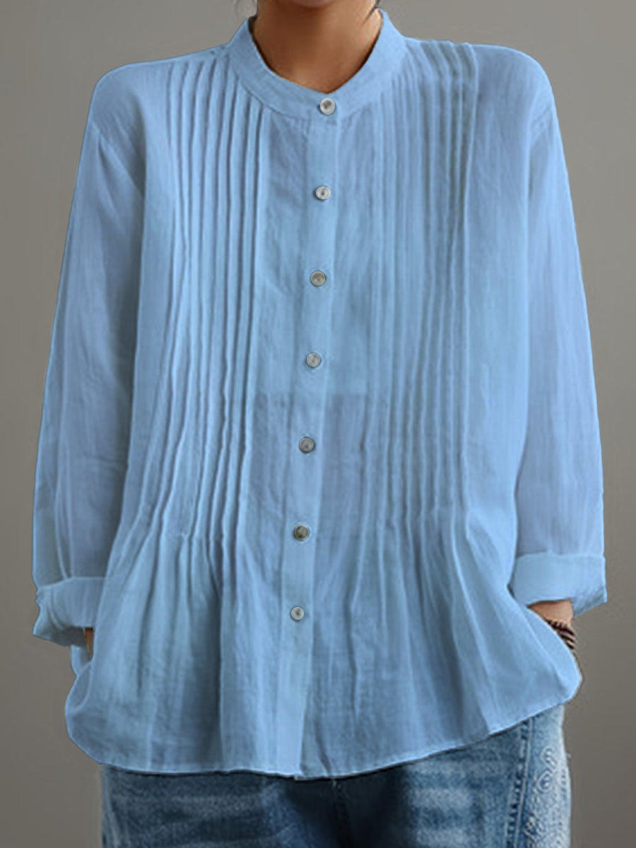 Women's Casual Cotton And Linen Pleated Shirt | Last day 80% off!