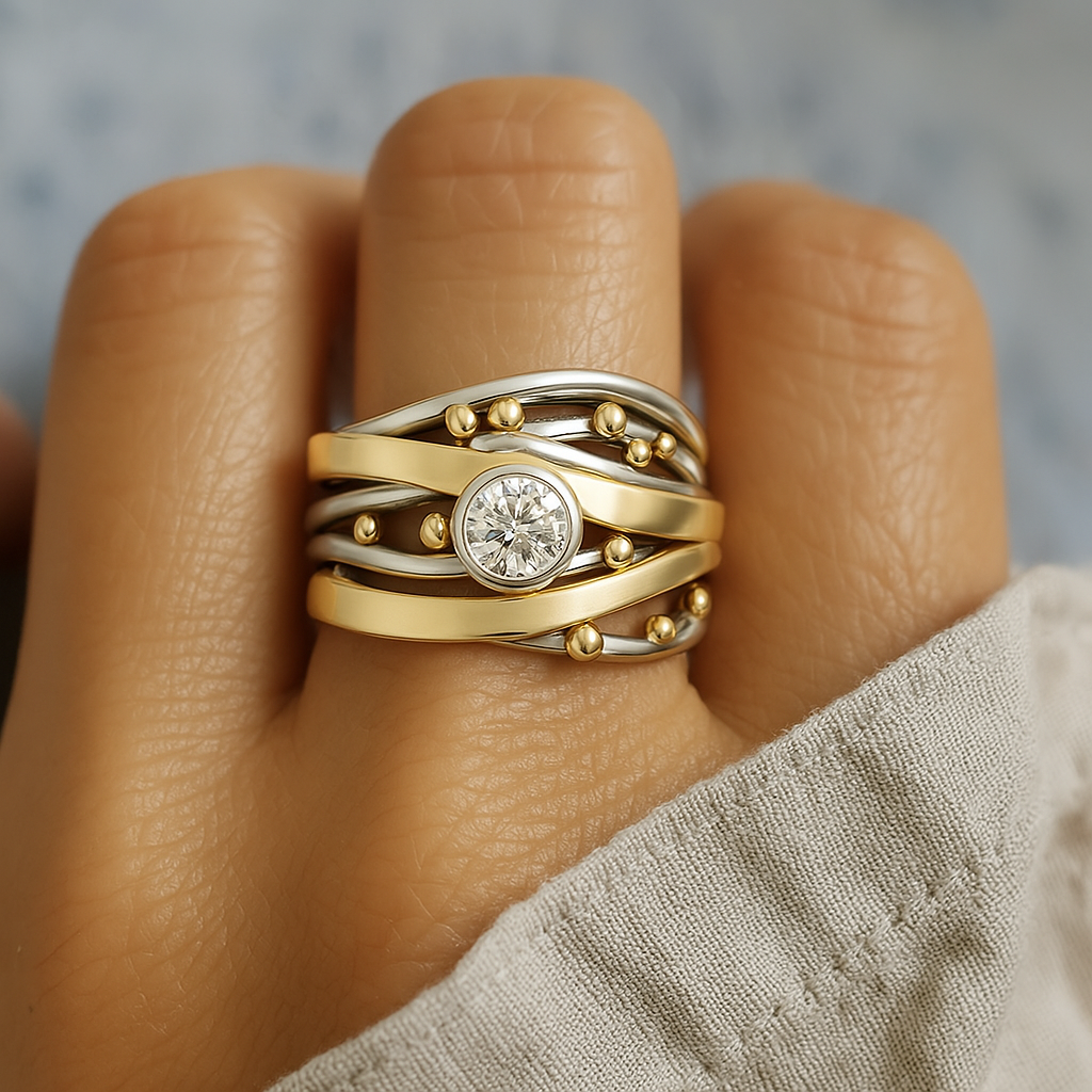 Vintage Gold Inlaid Zirconia Ring | Last day 80% off!