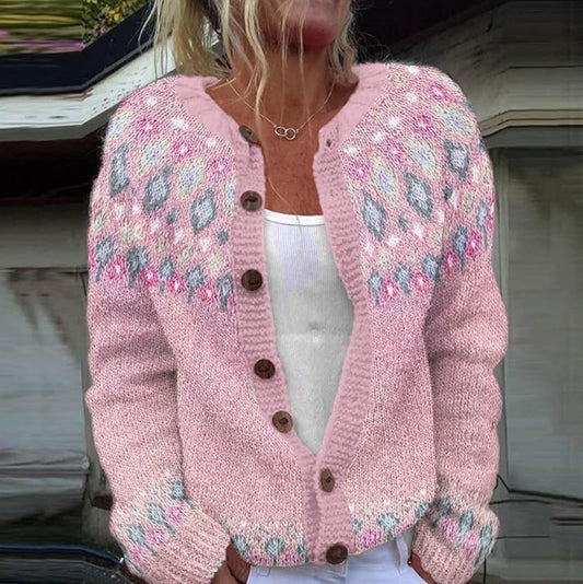 Sophie | Pink cardigan with print | Last day 80% off!