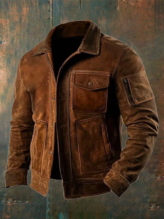 Men's Vintage Suede Pocket Outdoor Jacket Last day 80% off!