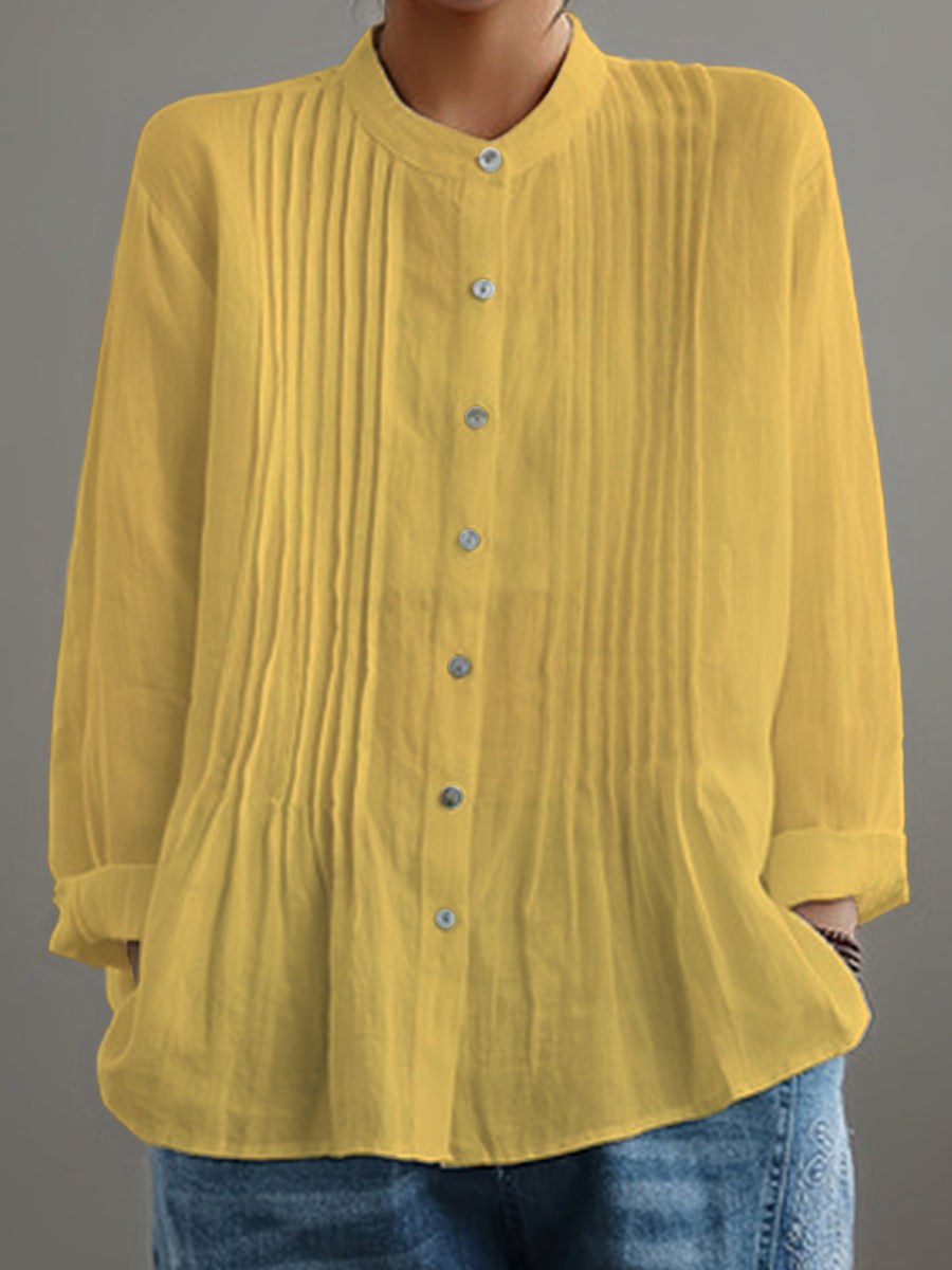 Women's Casual Cotton And Linen Pleated Shirt | Last day 80% off!