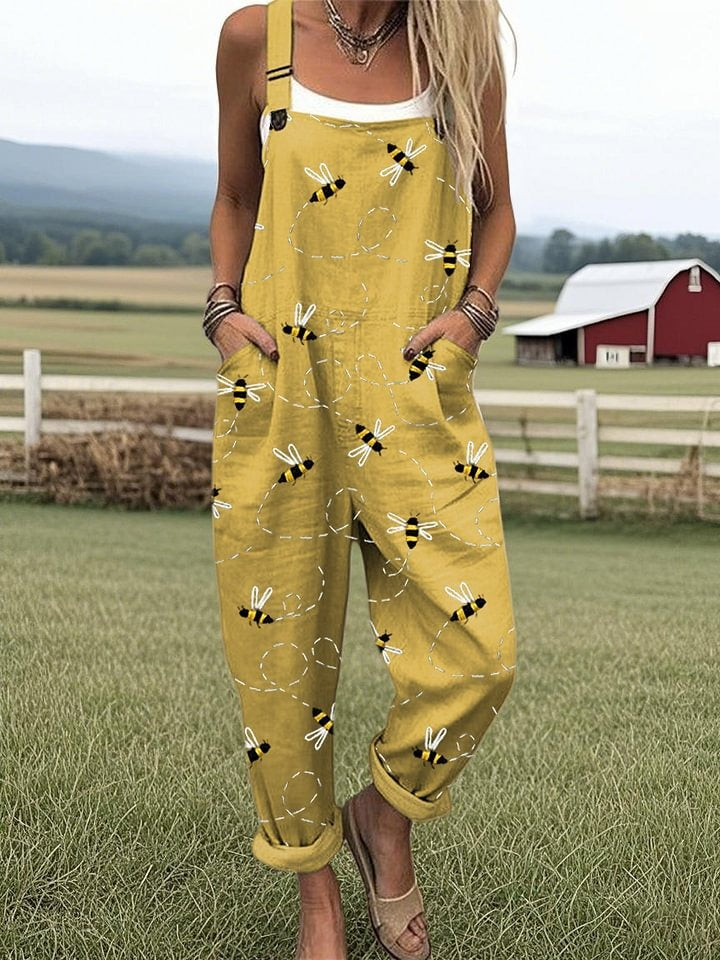 Women's Funny Chick Art Print Casual 100% Cotton Wide Leg Jumpsuit | Last day 80% off!