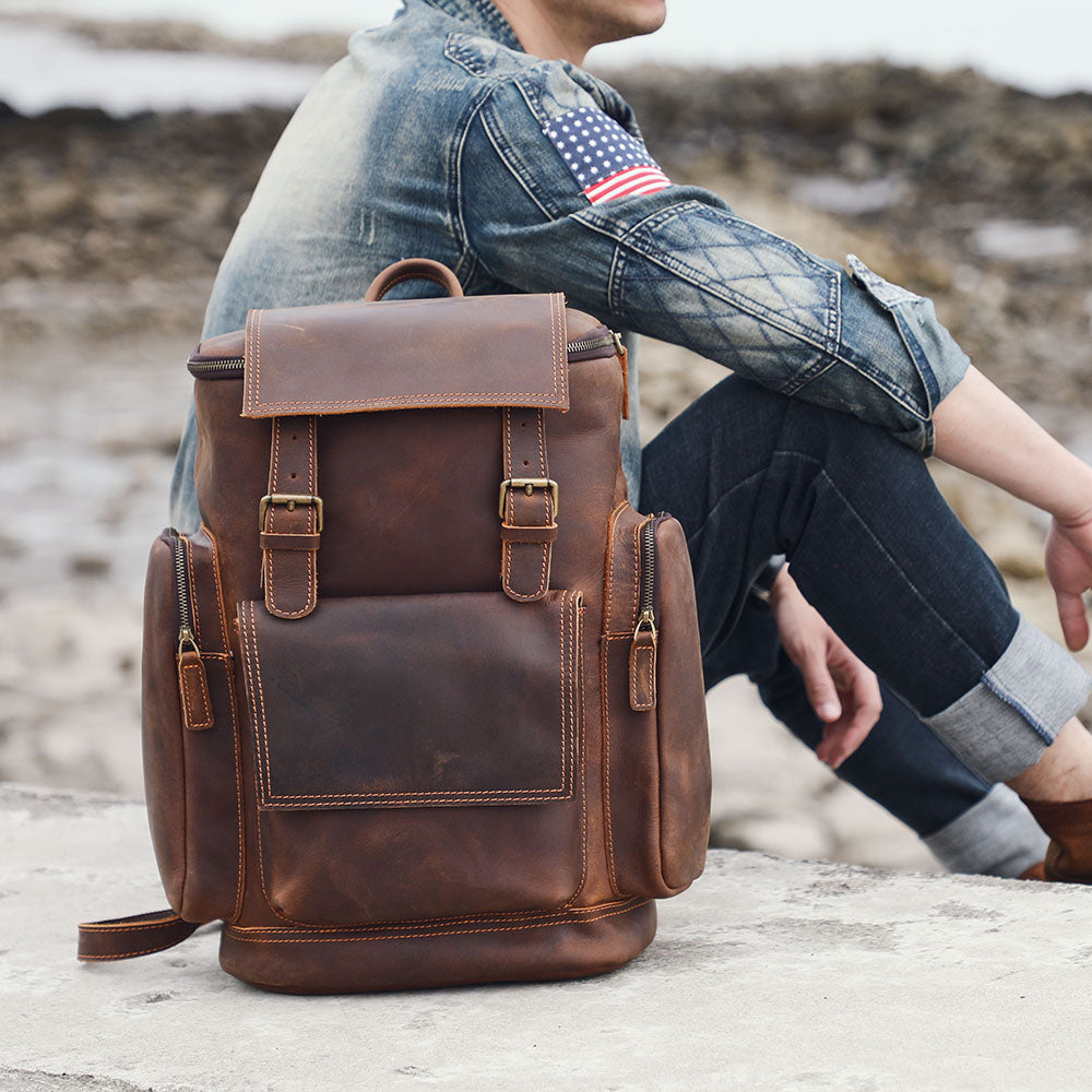 Charles - Men’s Leather Laptop Backpack | Last day 80% off!