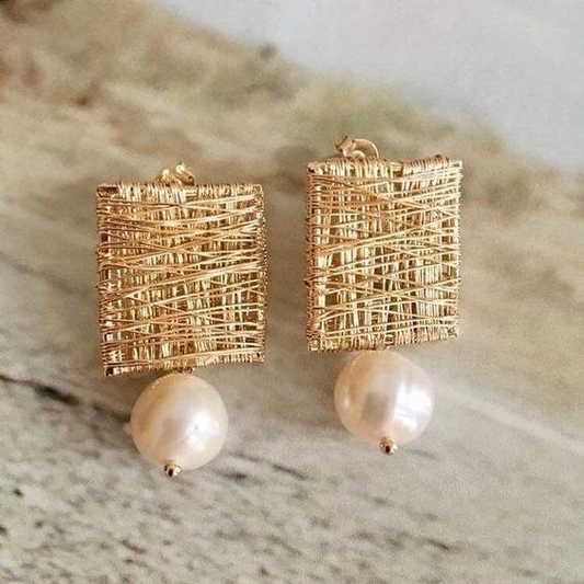 Vintage Golden Threads with Pearls Earrings | Last day 80% off!